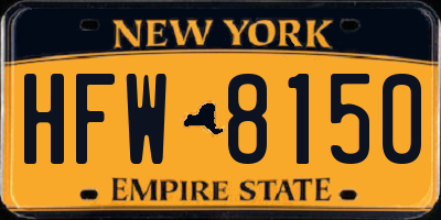 NY license plate HFW8150
