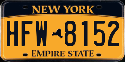 NY license plate HFW8152