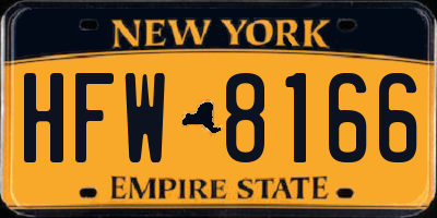NY license plate HFW8166
