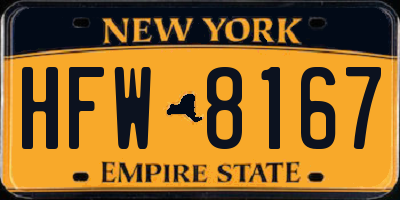 NY license plate HFW8167