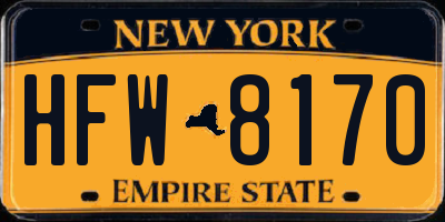 NY license plate HFW8170