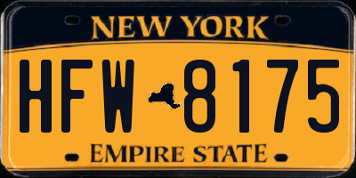 NY license plate HFW8175