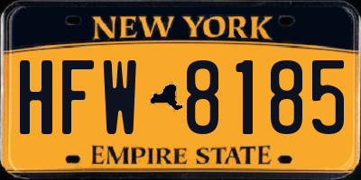 NY license plate HFW8185