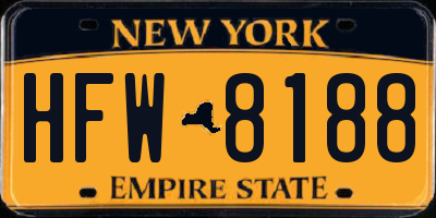 NY license plate HFW8188