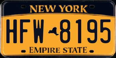 NY license plate HFW8195