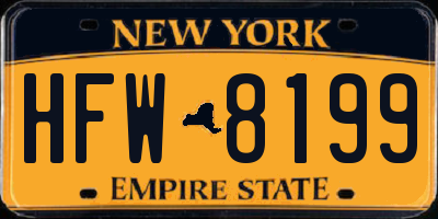 NY license plate HFW8199