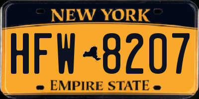 NY license plate HFW8207