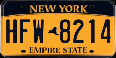 NY license plate HFW8214