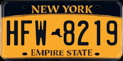 NY license plate HFW8219