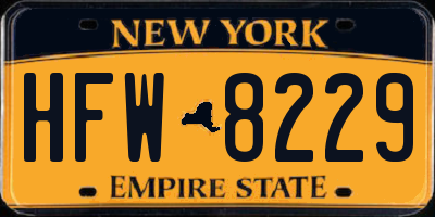 NY license plate HFW8229