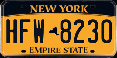 NY license plate HFW8230