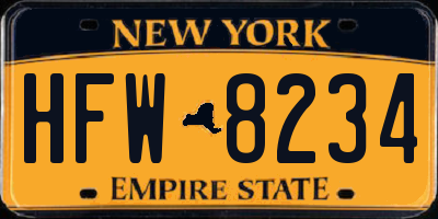 NY license plate HFW8234