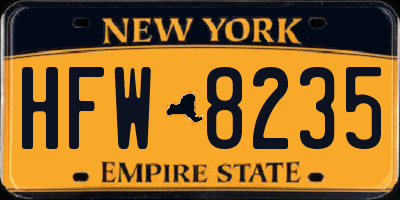 NY license plate HFW8235