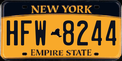 NY license plate HFW8244