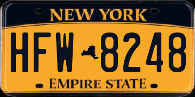 NY license plate HFW8248