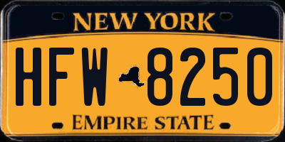 NY license plate HFW8250