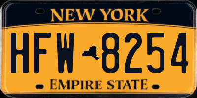 NY license plate HFW8254