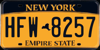 NY license plate HFW8257