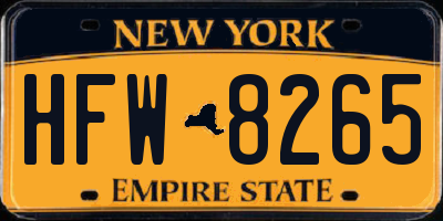 NY license plate HFW8265