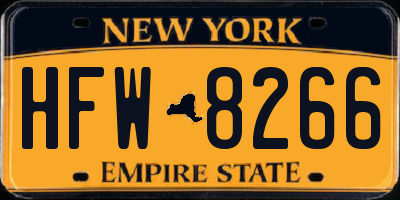 NY license plate HFW8266
