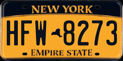 NY license plate HFW8273