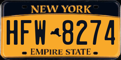 NY license plate HFW8274