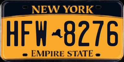 NY license plate HFW8276