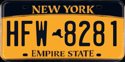 NY license plate HFW8281