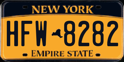 NY license plate HFW8282
