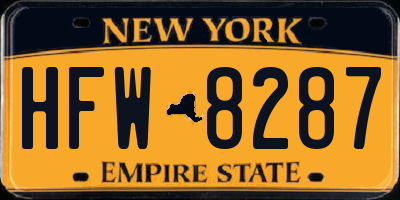 NY license plate HFW8287