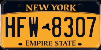 NY license plate HFW8307
