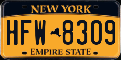 NY license plate HFW8309