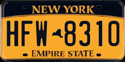 NY license plate HFW8310