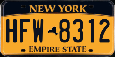 NY license plate HFW8312
