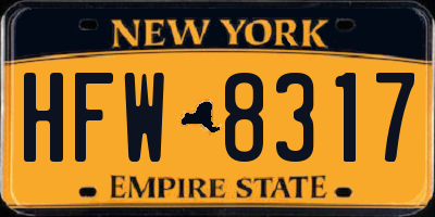 NY license plate HFW8317