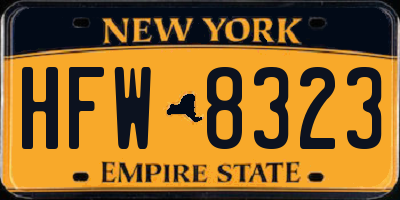 NY license plate HFW8323