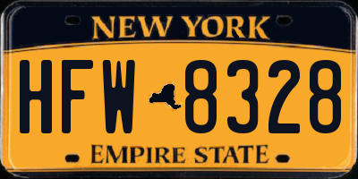 NY license plate HFW8328