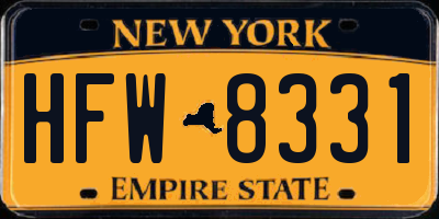 NY license plate HFW8331