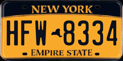 NY license plate HFW8334