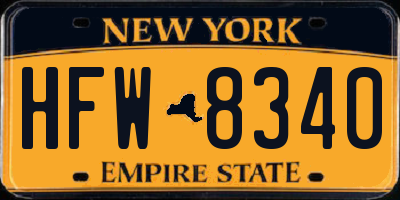 NY license plate HFW8340