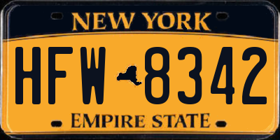 NY license plate HFW8342