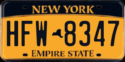 NY license plate HFW8347