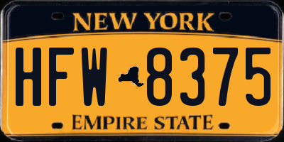 NY license plate HFW8375