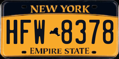 NY license plate HFW8378