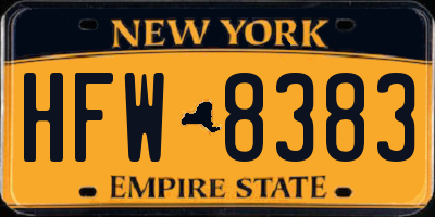 NY license plate HFW8383