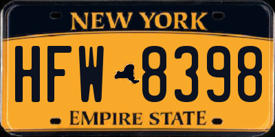 NY license plate HFW8398
