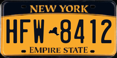 NY license plate HFW8412