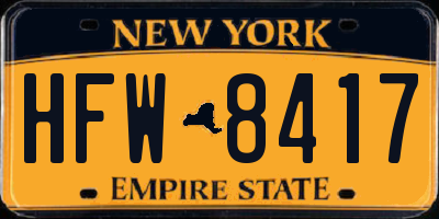 NY license plate HFW8417