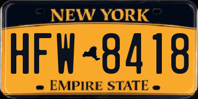 NY license plate HFW8418