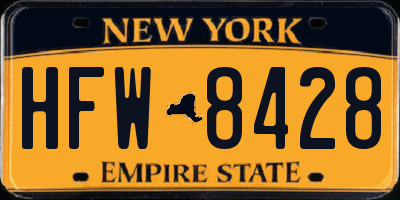 NY license plate HFW8428
